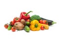 Ripe fresh vegetables isolated on white background close up
