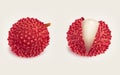 Ripe fresh litchi fruits realistic isolated