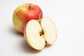 Ripe fruit of red-green Apple with half of Apple, copy space Royalty Free Stock Photo