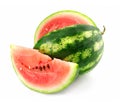 Ripe fruit of water-melon with lobule is isolated Royalty Free Stock Photo