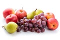 Ripe fruits apples, pears, grapes Royalty Free Stock Photo