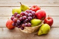 Ripe fruits apples, pears and grapes Royalty Free Stock Photo