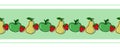 Ripe fruits with leaves , green apples, yellow pears and strawberries, Seamless border pattern, edge Royalty Free Stock Photo