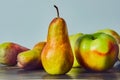 Ripe fruits on a wooden old dark table