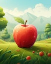 A ripe giant red apple during a bright day Royalty Free Stock Photo