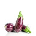 Ripe graffiti eggplants isolated on a white background. Food concept Royalty Free Stock Photo