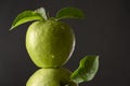 Raw Granny Smith apples. Green fresh fruits on dark background Royalty Free Stock Photo