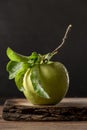 Raw Granny Smith apples. Green fresh fruits on dark background Royalty Free Stock Photo