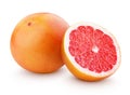 Ripe grapefruit citrus fruit with half isolated on white Royalty Free Stock Photo