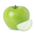 Ripe green apple with cross segment isolated