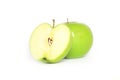 Ripe green apple and slice
