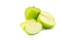 Ripe green apple with slices isolated Royalty Free Stock Photo