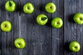 ripe green apples dark wooden table background top view space for text Royalty Free Stock Photo
