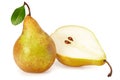 ripe green pear with slices isolated on white background Royalty Free Stock Photo