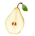 Ripe green pear with slices isolated on white background Royalty Free Stock Photo