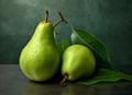 Two fresh ripe pears with leaf Royalty Free Stock Photo