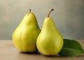 Two fresh ripe pears with leaf Royalty Free Stock Photo