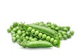 Ripe green peas on a white background. An isolated object. Royalty Free Stock Photo