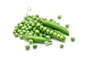 Ripe green peas on a white background. An isolated object. Royalty Free Stock Photo
