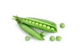 Ripe green peas on a white background. An isolated object. Royalty Free Stock Photo