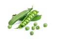 Ripe green peas on a white background. An isolated object. Royalty Free Stock Photo
