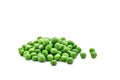Ripe green peas on a white background. An isolated object. Royalty Free Stock Photo
