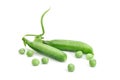 Ripe green peas on a white background. An isolated object. Royalty Free Stock Photo