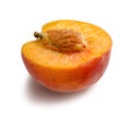 Ripe half peach isolated on white