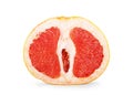 Ripe half of pink grapefruit citrus fruit isolated on white background Royalty Free Stock Photo