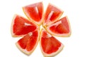 Ripe half of pink grapefruit citrus fruit isolated on white background with clipping path Royalty Free Stock Photo