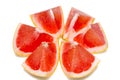 Ripe half of pink grapefruit citrus fruit isolated on white background with clipping path Royalty Free Stock Photo