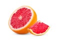 Ripe half of pink grapefruit citrus fruit isolated on white background Royalty Free Stock Photo