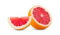 Ripe half of pink grapefruit citrus fruit isolated on white background Royalty Free Stock Photo