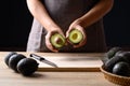 Ripe hass avocado fruit in hand prepare for cooking