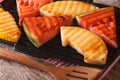 Ripe Healthy Organic Grilled Watermelon and melon close-up. Horizontal