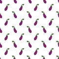 Ripe and healthy seamless patter of eggplant. hand drawn veggie illustration