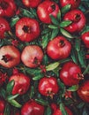 Ripe homegrown organic pomegranate fruit pattern
