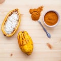 Ripe Indonesia's cocoa . Royalty Free Stock Photo