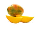 Ripe Israeli Shelly mango isolated on a white background, close-up Royalty Free Stock Photo