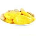 Ripe jackfruit with seeds on white background Royalty Free Stock Photo