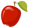 Ripe juicy apple. Cartoon red fruit icon Royalty Free Stock Photo