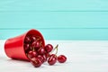 Ripe juicy cherries and copy space. Royalty Free Stock Photo