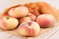 Ripe juicy chinese flat peaches Royalty Free Stock Photo