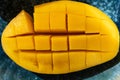 Ripe juicy cut mango closeup Royalty Free Stock Photo
