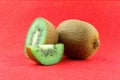 Ripe and juicy kiwi fruit and its parts Royalty Free Stock Photo