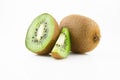 Ripe and juicy kiwi fruit and its parts Royalty Free Stock Photo