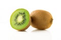 Ripe and juicy kiwi fruit and its parts Royalty Free Stock Photo