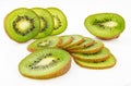 Ripe and juicy kiwi fruit and its parts Royalty Free Stock Photo