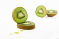 Ripe and juicy kiwi fruit and its parts Royalty Free Stock Photo