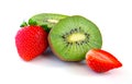 Ripe and juicy kiwi and strawberry close-up Royalty Free Stock Photo